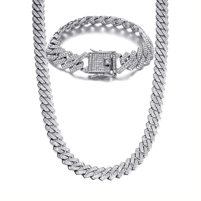 Iced Out Paved Rhinestones Cuban Chains