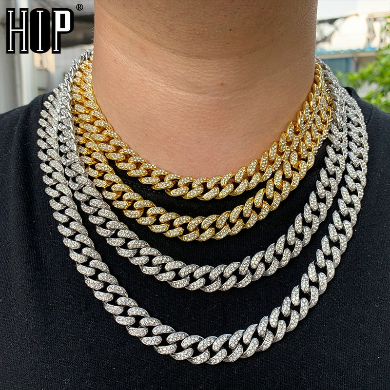 Iced Out Paved Rhinestones Cuban Chains