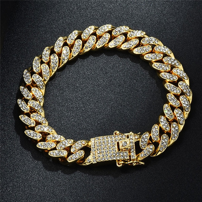 Iced Out Paved Rhinestones Cuban Chains