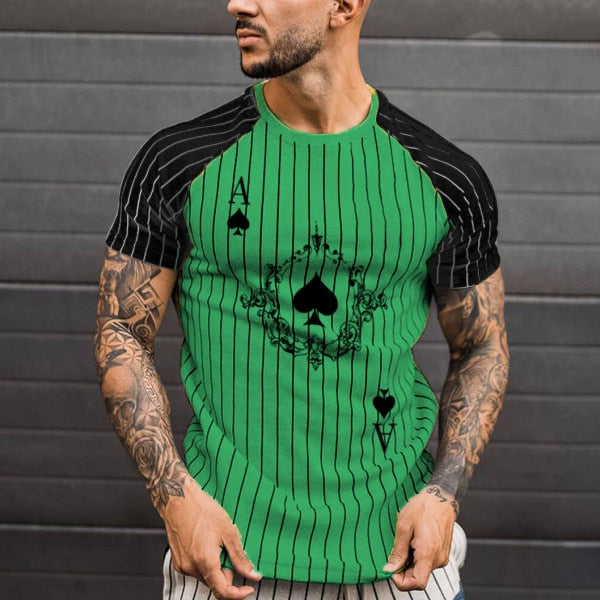 New Men's Solid Spades Pattern T-Shirt