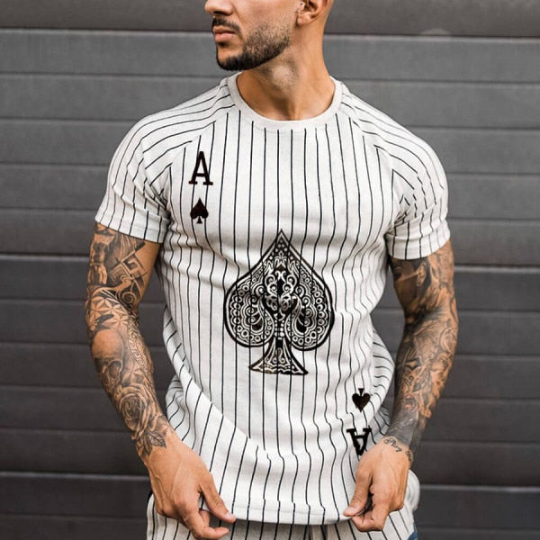 New Men's Solid Spades Pattern T-Shirt