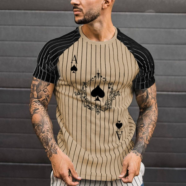 New Men's Solid Spades Pattern T-Shirt