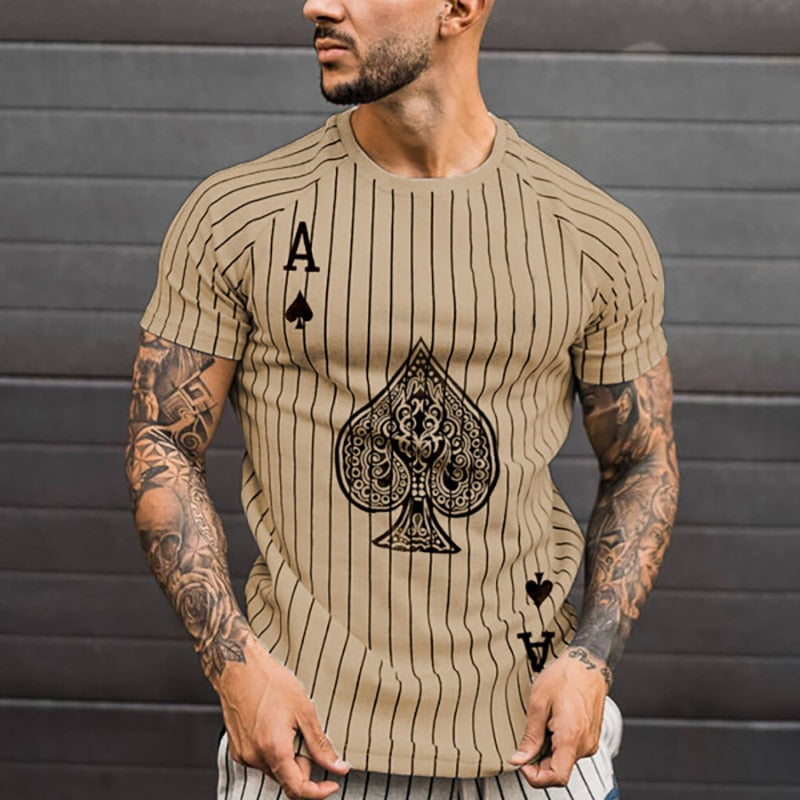 New Men's Solid Spades Pattern T-Shirt